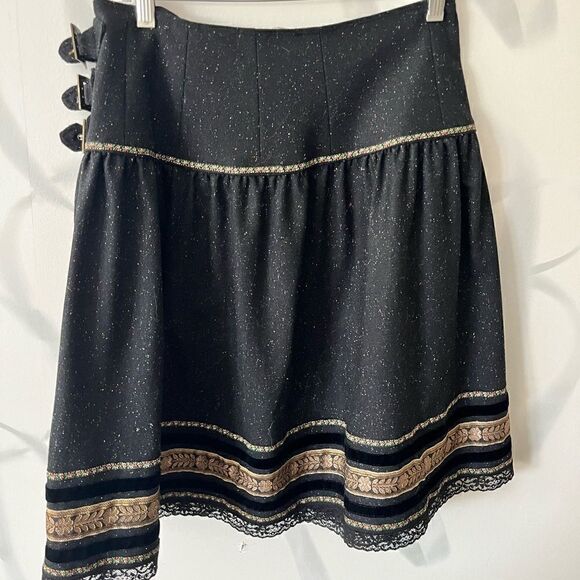 Cynthia Steffe Midi Wool Blend Black Buckled Skirt Size 8 - Picture 5 of 8